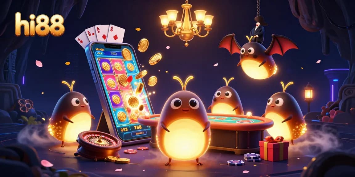 Light up your gaming experience at hi88 with vibrant glowworms in a magical casino.