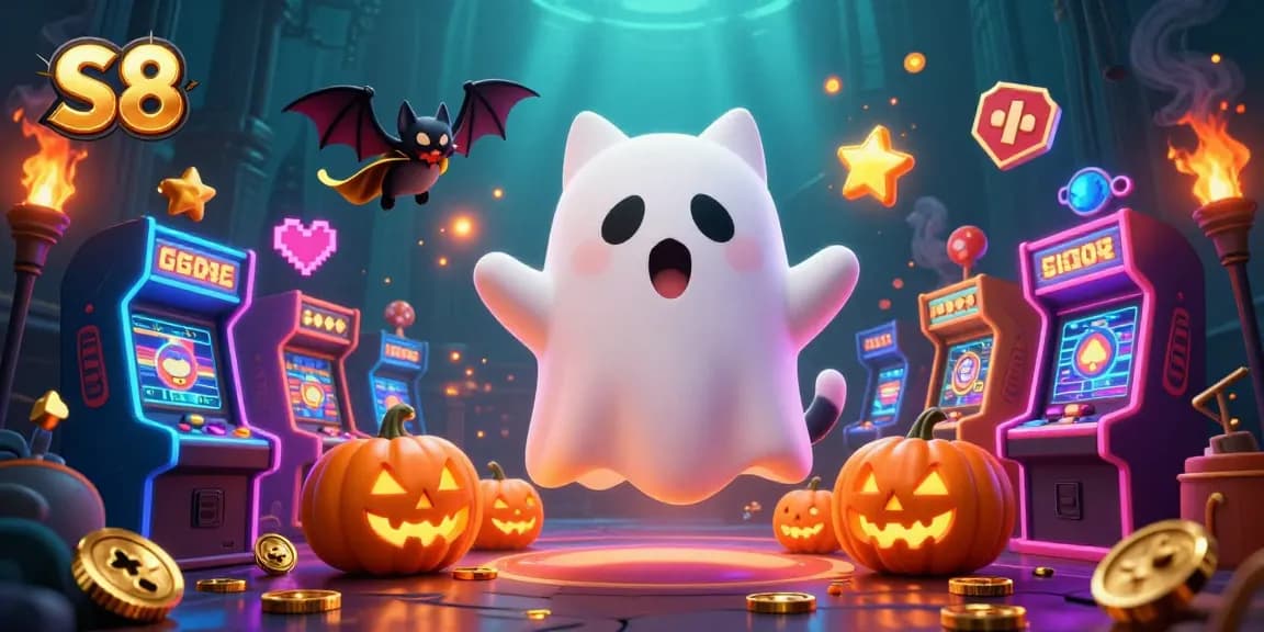 S8 ghost cat and vampire bat in a haunted casino showcase thrilling gaming elements and fun.