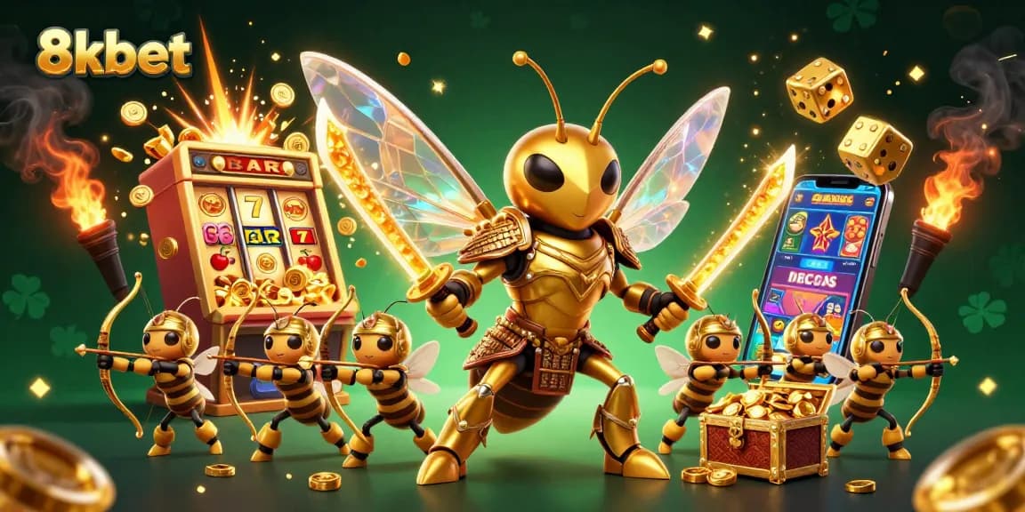 Experience thrilling gaming at 8xbet with an energetic scene of casino excitement and characters.
