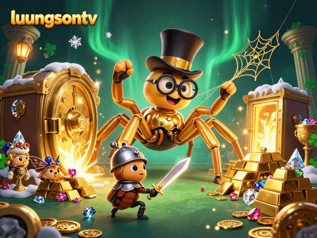 Experience thrilling moments on luongsontv with a vivid illustration of a daring beetle knight amidst a golden casino