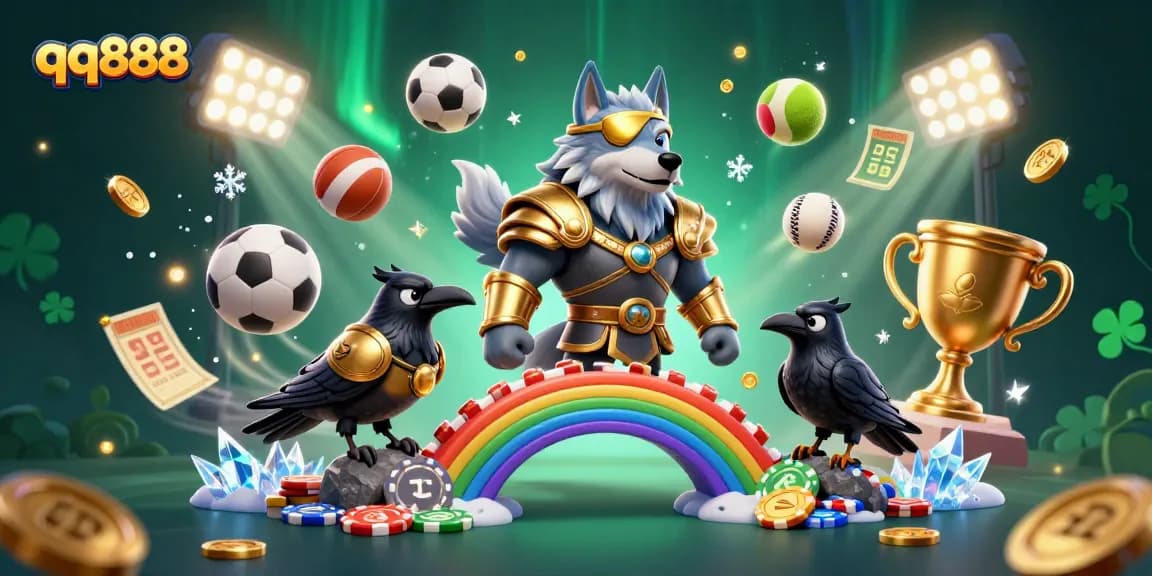 Engage in thrilling gameplay at qq888 with 3D casino characters amidst vibrant sports elements.