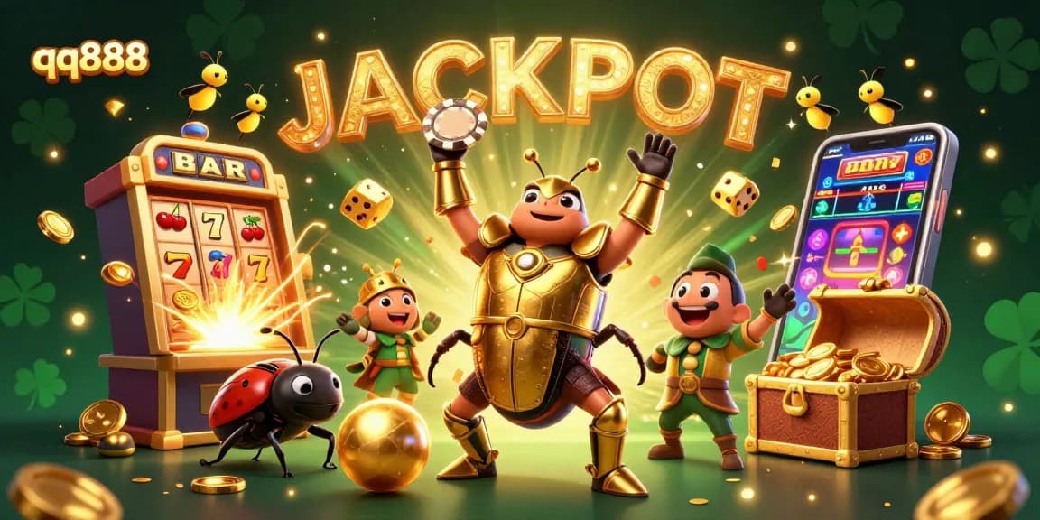 Embrace winning instincts with qq888 in this vibrant, high-energy casino scene featuring dynamic characters.