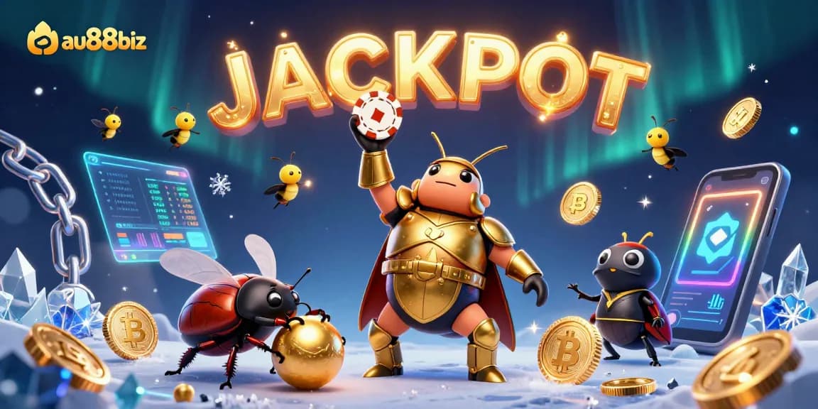 Spin the reels with au88biz's dazzling jackpot scene filled with vibrant casino elements.