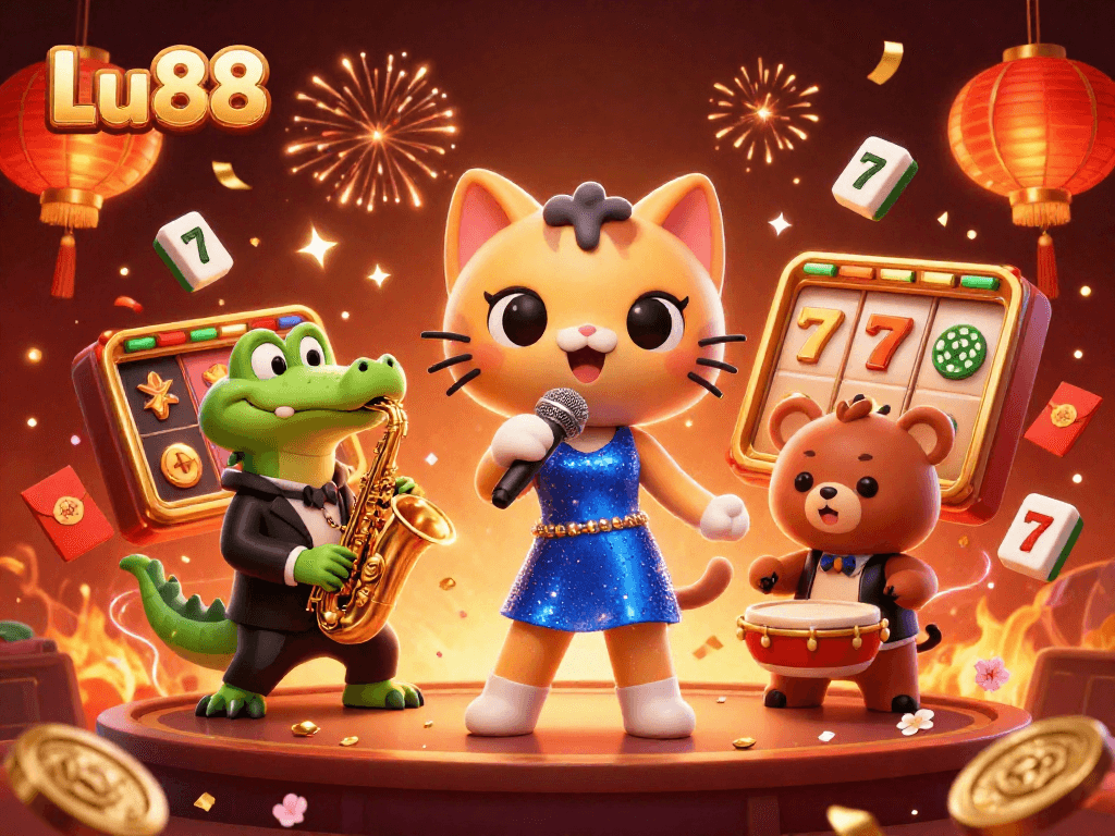 Sing along with Lu88's vibrant casino atmosphere featuring lively characters and dynamic gambling elements.