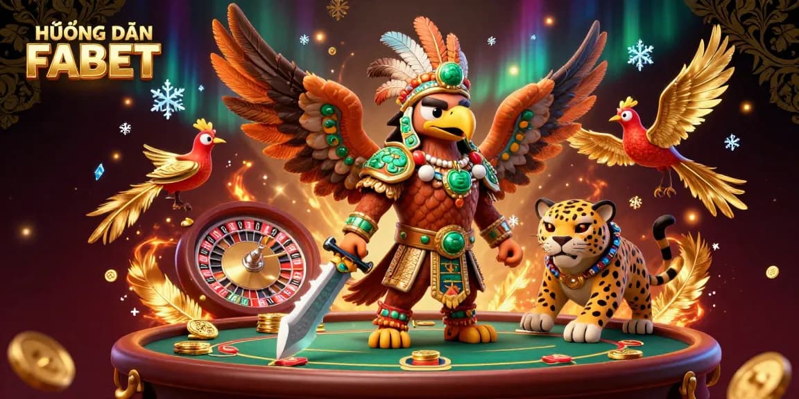 Experience thrilling gameplay with HƯỚNG DẪN FABET featuring energetic casino warriors in a dynamic scene.