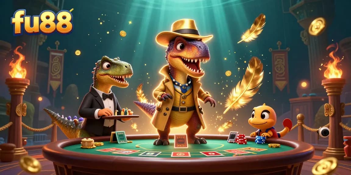 Experience thrilling gameplay at fu88 with a velociraptor counter attempting to blend in at a blackjack table.
