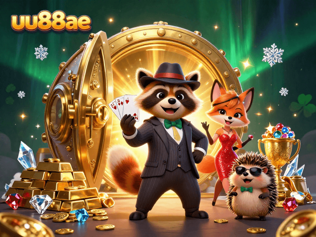 Experience thrilling gaming action at uu88ae with charismatic characters in a vivid casino scene.