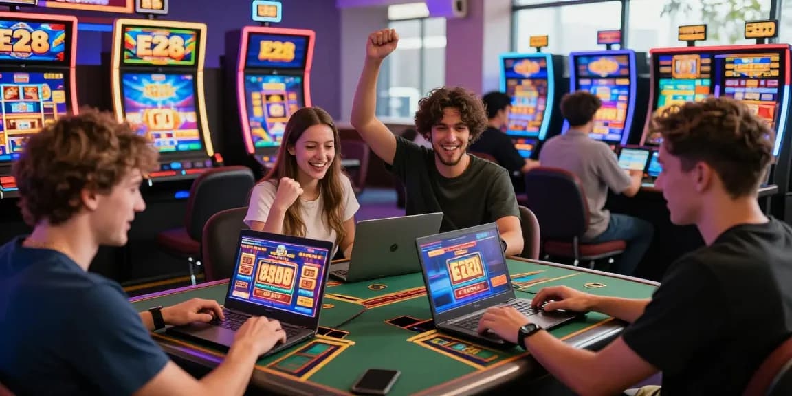Exciting E28 online casino gaming experience featuring diverse players enjoying games in a vibrant atmosphere.