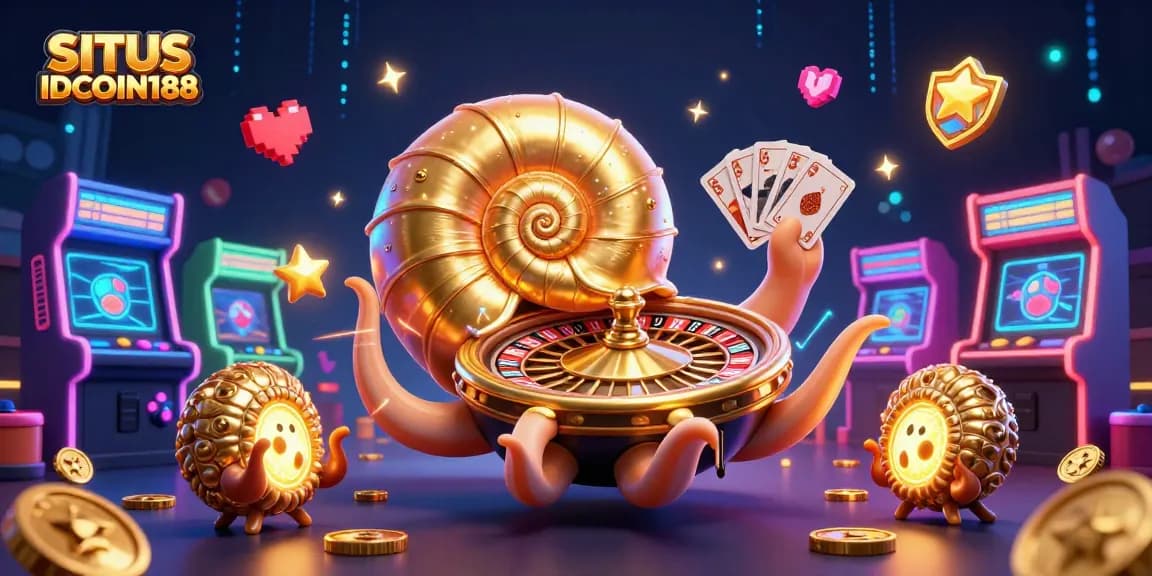 SITUS IDCOIN188 invites players to experience thrilling gameplay with a giant nautilus and glowing companions.
