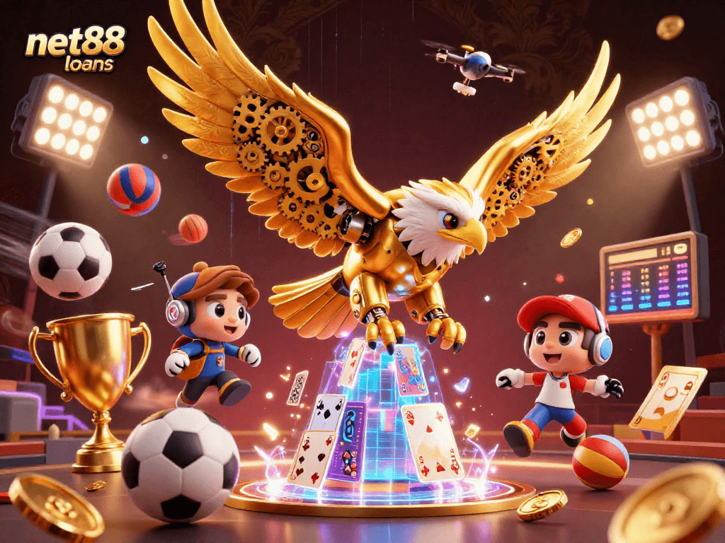 Experience net88 loans in action with vibrant 3D casino elements and dynamic sports visuals.