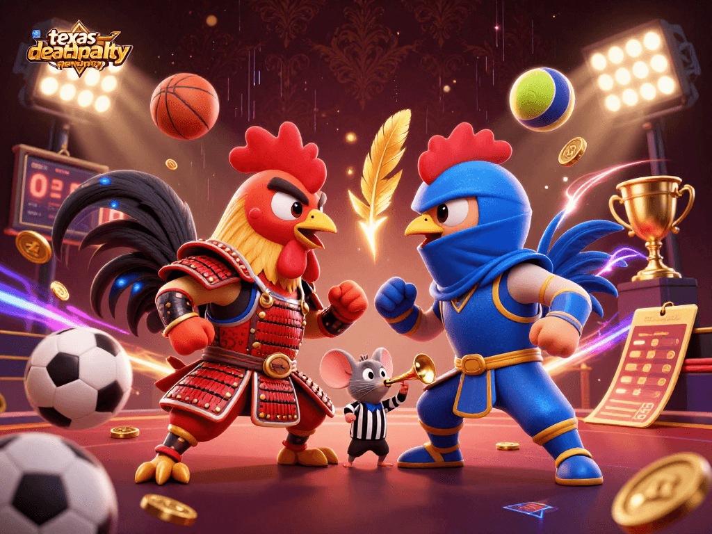 Engage in the thrilling showdown of texasdeathpenalty with roosters in dramatic action, showcasing dynamic sports elements.