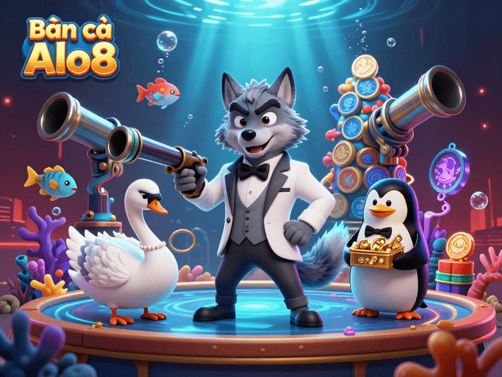 Shoot sea creatures with Bắn cá Alo8 in a vibrant underwater fish shooting game.