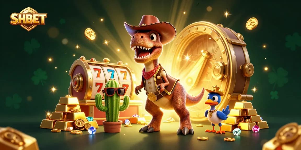 Experience thrilling gameplay at SHBET with animated casino characters and dazzling treasures.