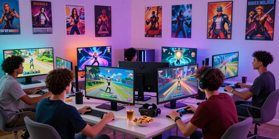 Engaging scene showcasing friends playing lewdspot adult games together in a vibrant living room.