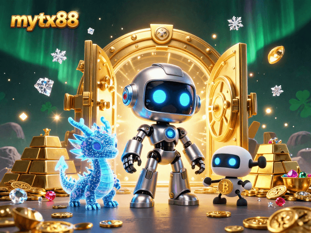Engage with mytx88 through an exciting 3D casino scene, showcasing thrilling gaming elements and a vibrant atmosphere.