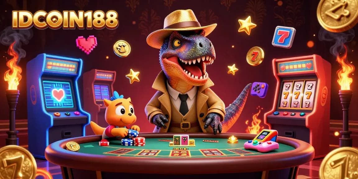 IDCOIN188 draws players into a vibrant casino scene with animated characters and dynamic gaming elements.