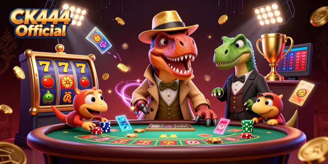 Engage in winning strategies with CK444 Official at the vibrant blackjack table featuring animated characters.