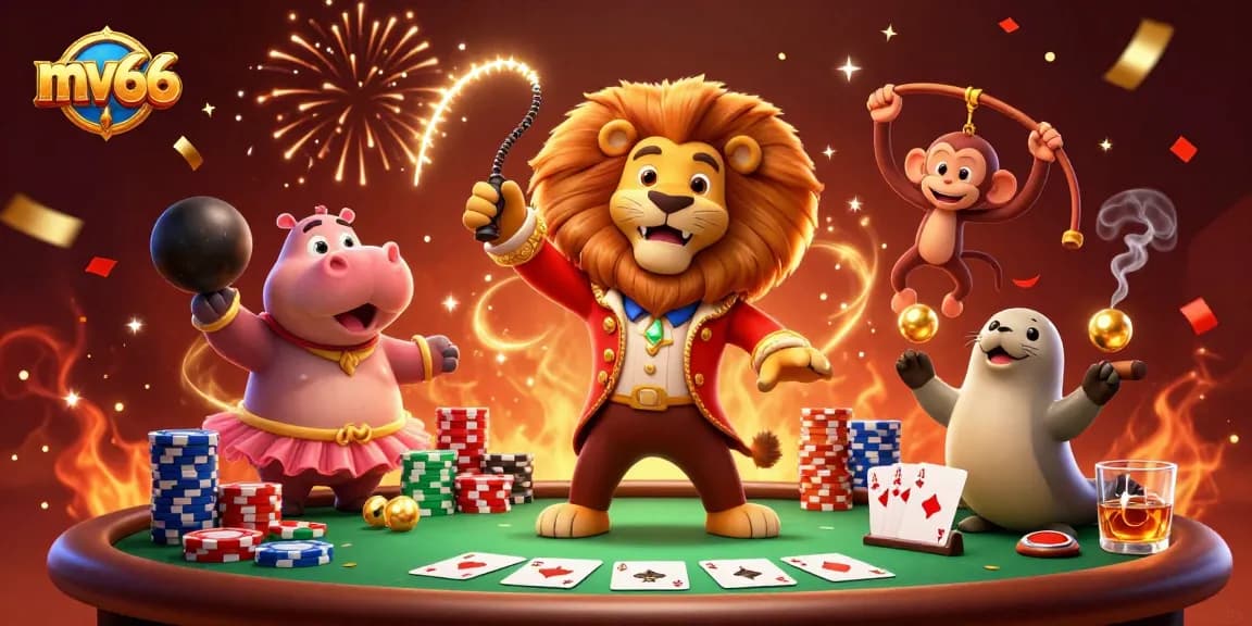 Experience thrilling action at mv66 as the circus unfolds with playful cartoon characters at the casino.