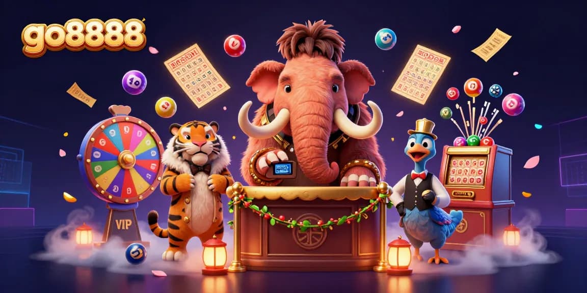 Experience the thrill of go8888 with dynamic casino characters and vibrant lottery scenes.