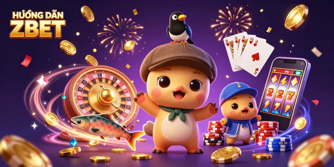 Experience HƯỚNG DẪN ZBET with a vibrant 3D illustration of engaging casino elements.