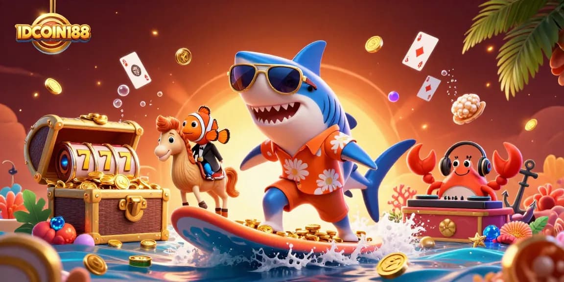 Experience IDCOIN188's winning thrills with a vibrant 3D casino scene packed with excitement.