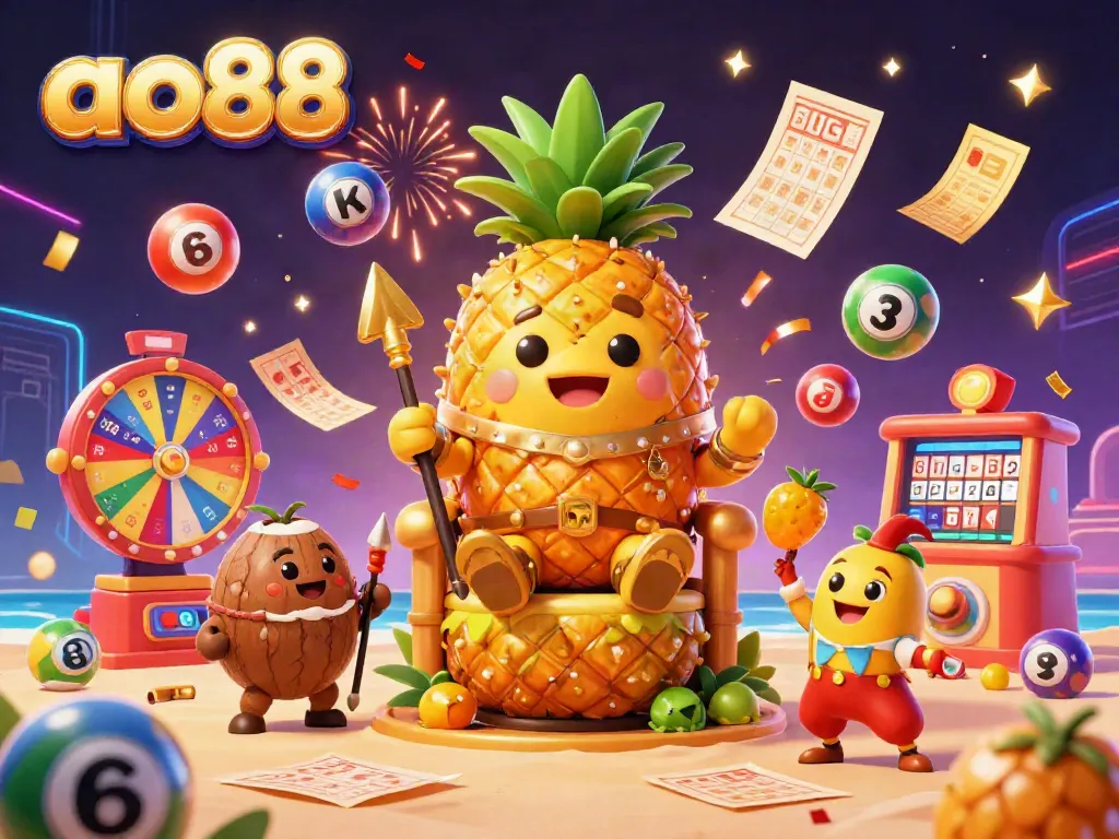 Join the excitement at ao88 with a vibrant 3D gambling scene filled with characters and dynamic game elements.