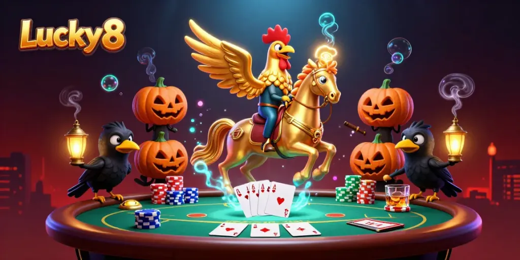 Experience the excitement of Lucky8 in a vibrant midnight casino scene with dynamic gaming elements.