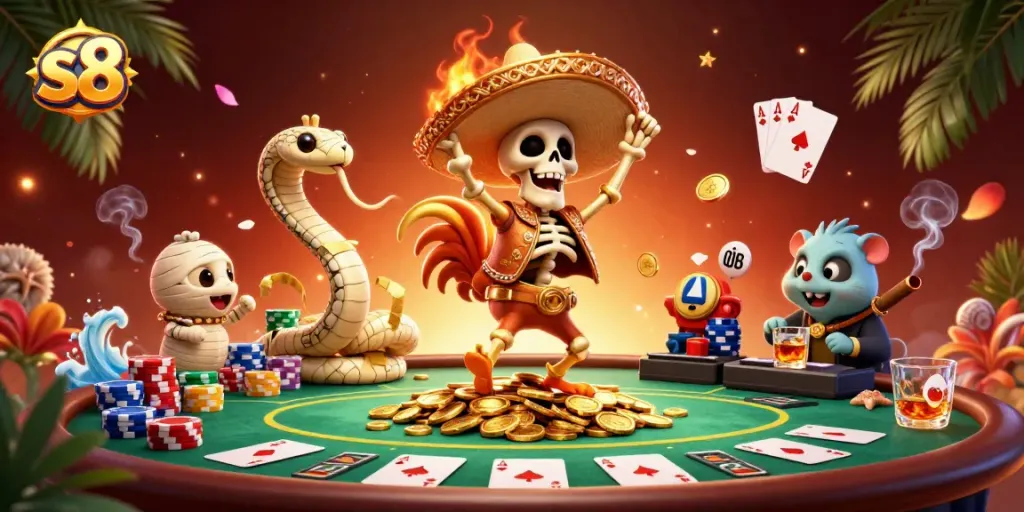 Engage with exciting S8 gaming action featuring a vibrant casino scene with characters and rich details.