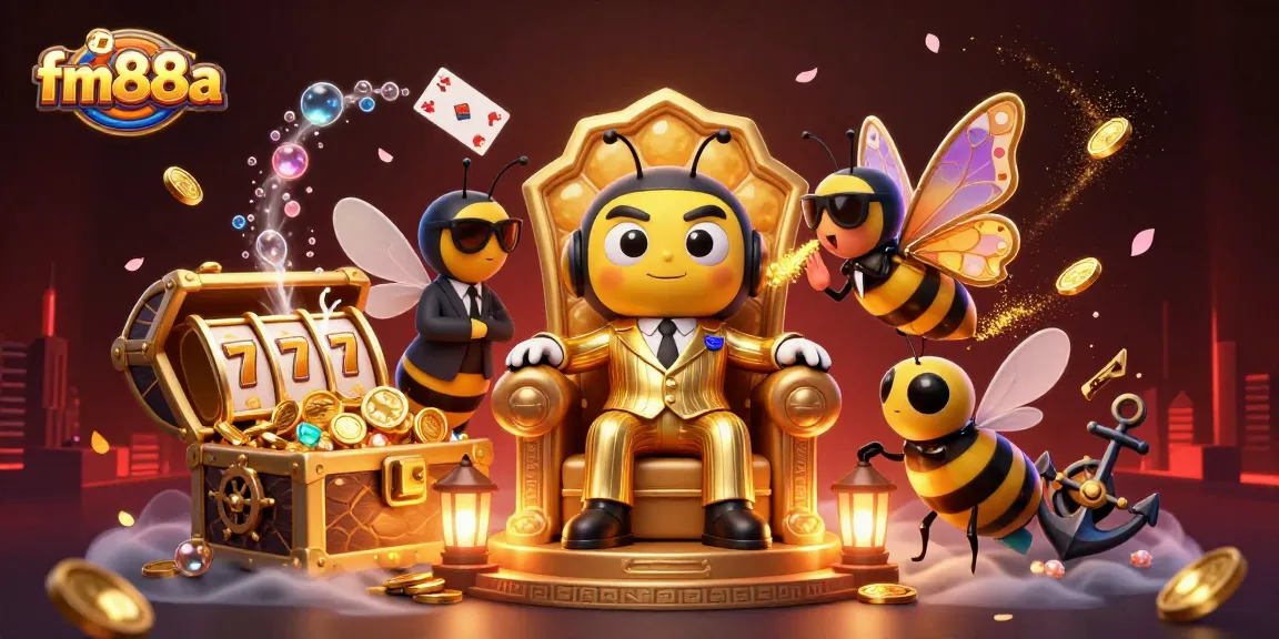 Engage in exciting gameplay at fm88a with this vivid illustration of 3D cartoon characters set in a rich casino environment