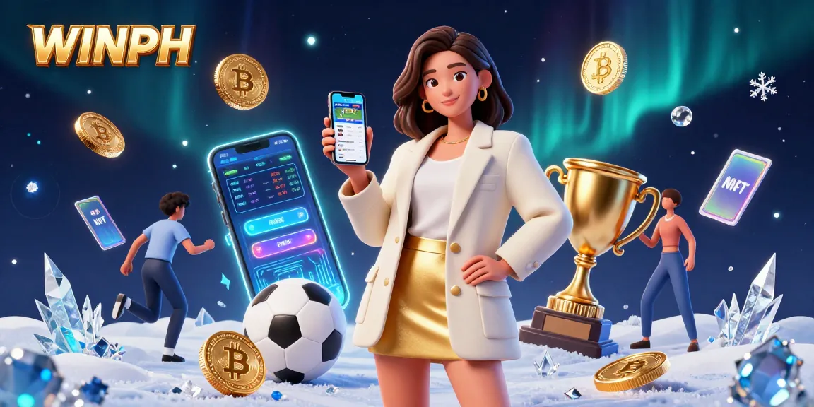 Engage in thrilling sports betting with WINPH through a mobile app, showcasing a vibrant casino atmosphere.