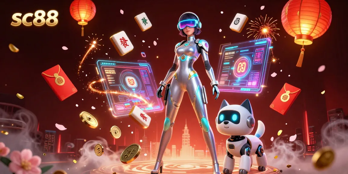 Engage in the vibrant world of sc88, featuring a futuristic casino scene with dynamic holographic elements.