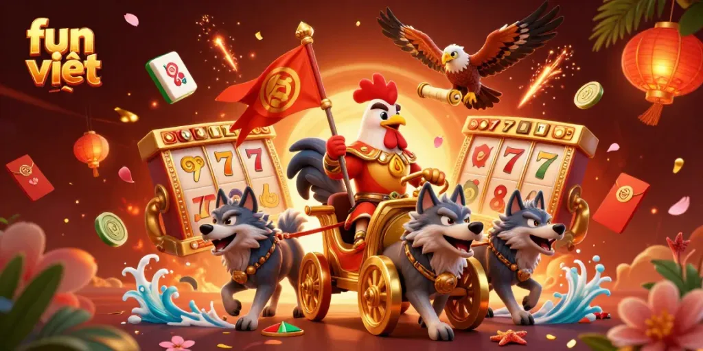 Experience thrilling fun việt gaming with a dynamic rooster warlord scene in an online casino.
