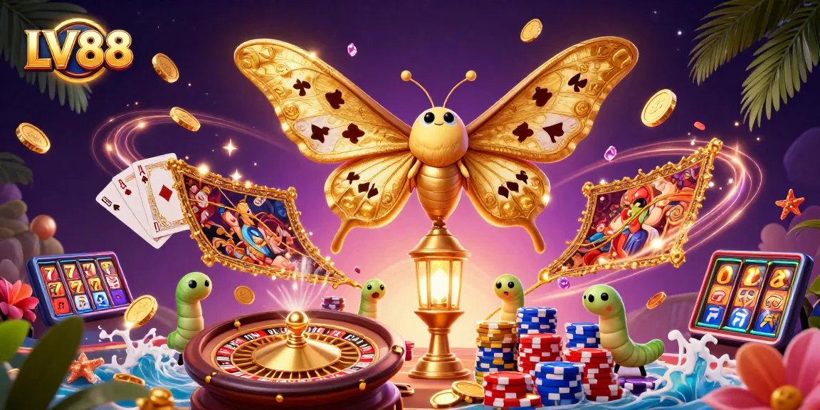 Experience thrilling gameplay at LV88 with vibrant casino scenes and captivating action elements.