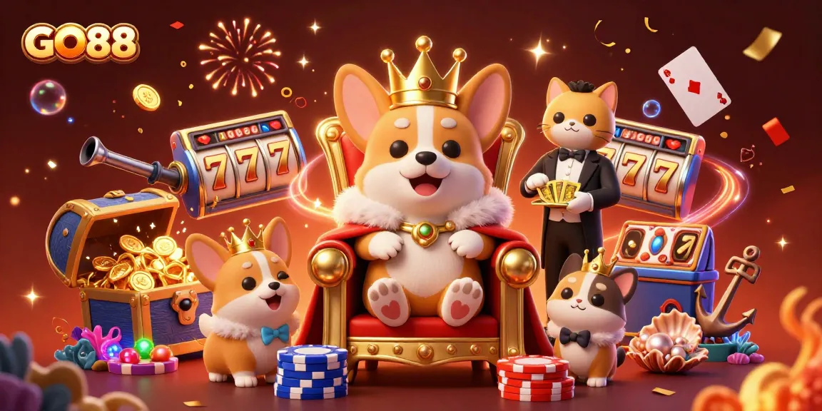 Engage with exciting gameplay at GO88, where royal corgis and opulent treasures highlight the casino experience.