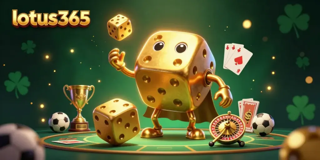 Experience exciting betting action with lotus365's vibrant sports scene featuring casino motifs and dynamic characters.