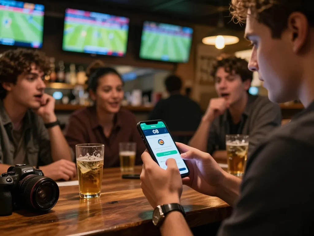 Engaging sports betting scene at trang chủ o8 with friends cheering over live events on smartphone.