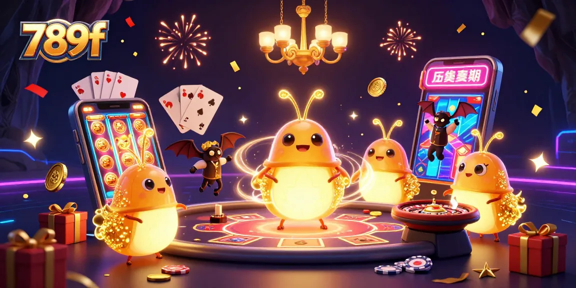 Experience the thrill of 789f casino gaming with dynamic glowworms and vibrant 3D elements.