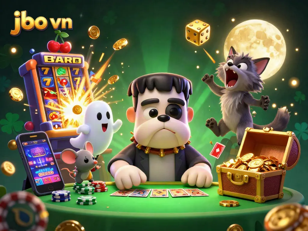 Engage in thrilling play with jbo vn at a dynamic casino scene featuring unique characters.