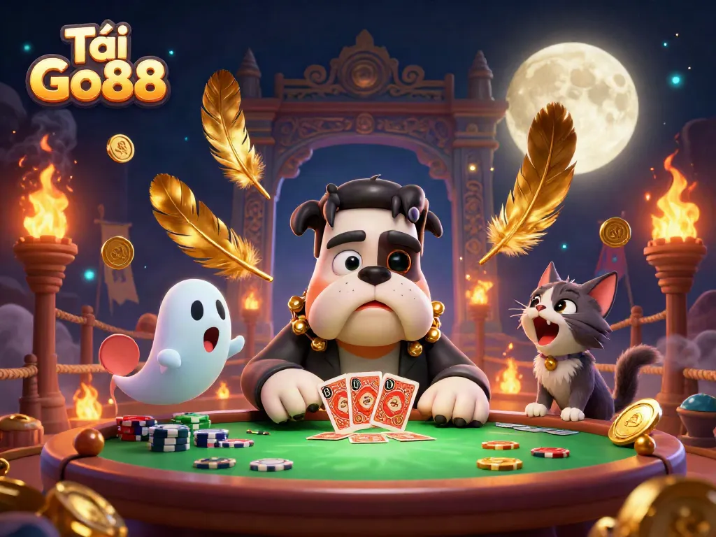 Play and win with Tải Go88 in this vibrant casino scene featuring lively characters.