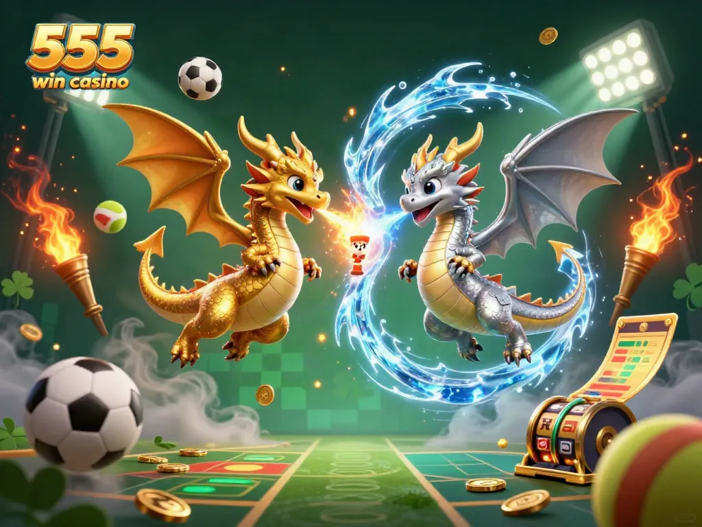 Experience the thrill of 555 win casino with dynamic dragon battles and sports elements.