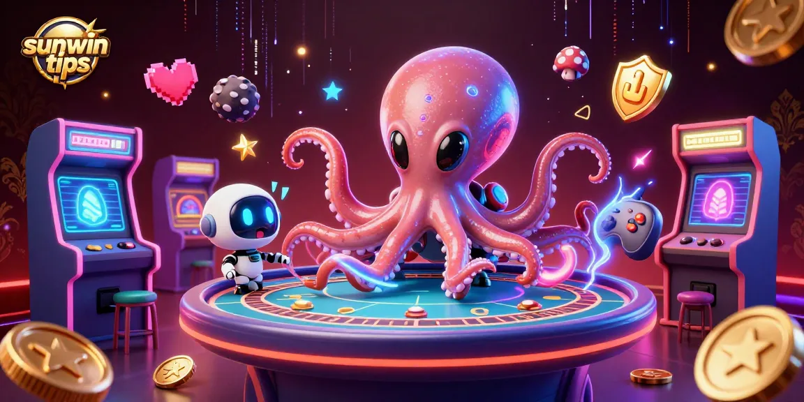 Engage with sunwin tips as an alien octopus deals poker at a cosmic casino