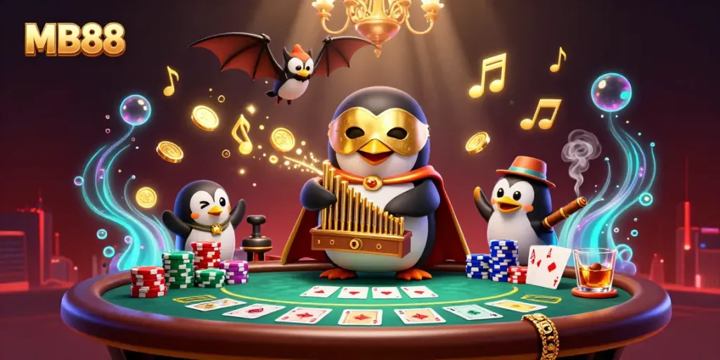Engage with MB88 through a vibrant 3D casino scene showcasing exhilarating gaming and excitement.