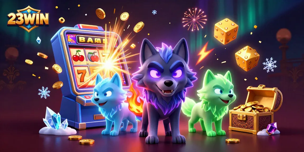 Experience thrilling wins at 23WIN with vibrant slot machines and enchanting wolves!