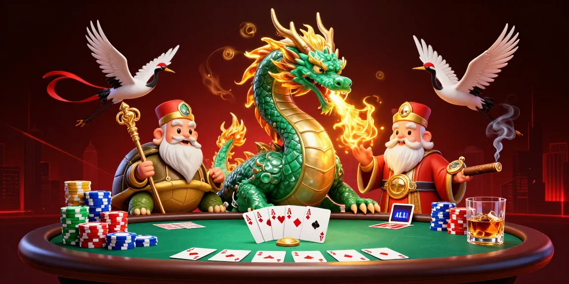 Xoilac showcases an immersive poker scene with a jade dragon and turtle sage, enhancing the gaming experience.