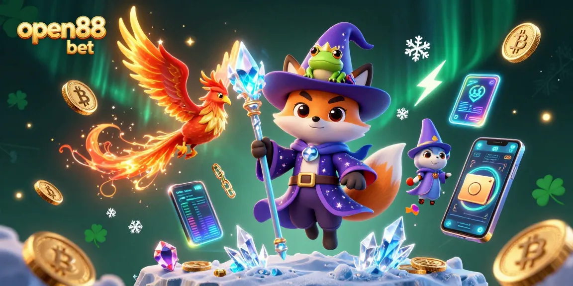 Engage with thrilling open88 bet action in this vibrant online casino scene showcasing mystical elements.