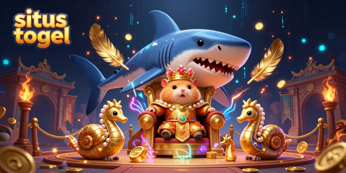 Engage with situs togel as the golden hamster king rules over a vibrant casino scene filled with treasures.