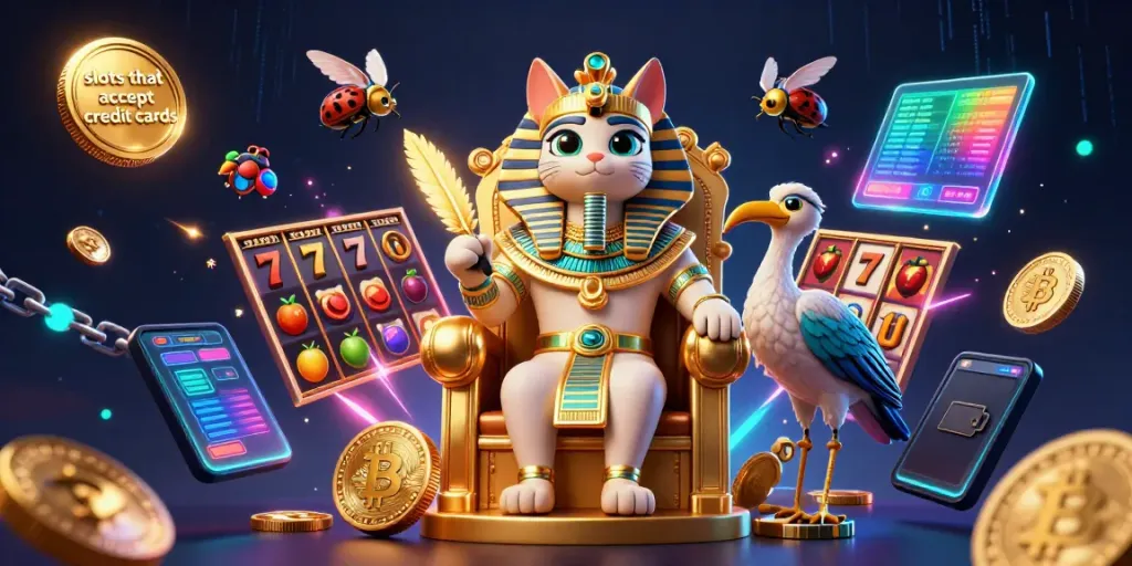 Discover exciting slots that accept credit cards in this vibrant casino scene with dynamic elements.