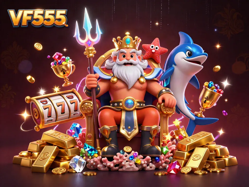 Engage with VF555 themed casino excitement featuring Neptune and treasure elements.