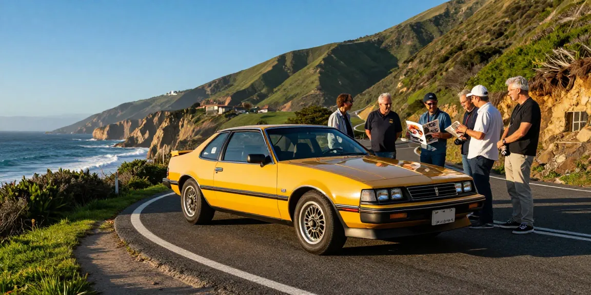 Classic 1988 Holden HSV SV88 parked on a scenic coastal road with car enthusiasts discussing its features.