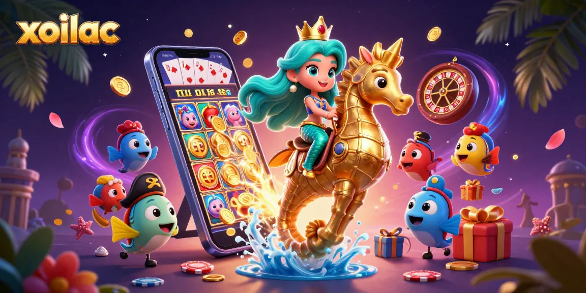 Experience immersive slots action in this vibrant illustration featuring xoilac's playful characters.